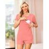 imageEkouaer Maternity Nursing Pajamas Set Short Sleeve Breastfeeding Sleepwear Double Layer Postpartum Top and Shorts SetOrange Pink