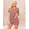 imageEkouaer Maternity Nursing Pajamas Set Short Sleeve Breastfeeding Sleepwear Double Layer Postpartum Top and Shorts SetPurple Red