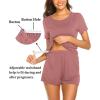 imageEkouaer Maternity Nursing Pajamas Set Short Sleeve Breastfeeding Sleepwear Double Layer Postpartum Top and Shorts SetPurple Red