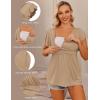 imageEkouaer Maternity Shirts 3 Packs Flying Short Sleeve Nursing Tops Pregnancy ClothesKhakibrownblack3pcs