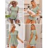 imageEkouaer Maternity Shirts 3 Packs Flying Short Sleeve Nursing Tops Pregnancy ClothesLight Bluekhakilight Green3pcs