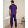 imageEkouaer Men Satin Silk Pajamas Set 2 Piece Button Down Sleepwear Long Pants Loungewear with PocketsDeep Purple