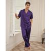 imageEkouaer Men Satin Silk Pajamas Set 2 Piece Button Down Sleepwear Long Pants Loungewear with PocketsDeep Purple