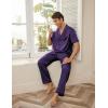 imageEkouaer Men Satin Silk Pajamas Set 2 Piece Button Down Sleepwear Long Pants Loungewear with PocketsDeep Purple