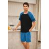imageEkouaer Mens Pajama Short Sets Short Sleeve Crewneck Pajama Lounge Set Raglan SleepwearBlackblue