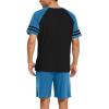 imageEkouaer Mens Pajama Short Sets Short Sleeve Crewneck Pajama Lounge Set Raglan SleepwearBlackblue