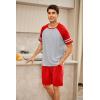 imageEkouaer Mens Pajama Short Sets Short Sleeve Crewneck Pajama Lounge Set Raglan SleepwearLight Greyred