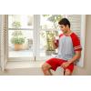 imageEkouaer Mens Pajama Short Sets Short Sleeve Crewneck Pajama Lounge Set Raglan SleepwearLight Greyred