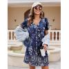 imageEkouaer Nightgowns for Women 2 Pack Button Down Sleepshirt Short Sleeve Nightshirt Soft Sleepwear V Neck Pajama DressBlackBlue Vine