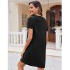 imageEkouaer Nightgowns for Women 2 Pack Button Down Sleepshirt Short Sleeve Nightshirt Soft Sleepwear V Neck Pajama DressBlackNavy Blue