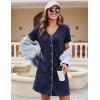 imageEkouaer Nightgowns for Women 2 Pack Button Down Sleepshirt Short Sleeve Nightshirt Soft Sleepwear V Neck Pajama DressBlackNavy Blue