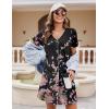imageEkouaer Nightgowns for Women 2 Pack Button Down Sleepshirt Short Sleeve Nightshirt Soft Sleepwear V Neck Pajama DressBlackPink Flower
