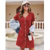 imageEkouaer Nightgowns for Women 2 Pack Button Down Sleepshirt Short Sleeve Nightshirt Soft Sleepwear V Neck Pajama DressBlackWine Red