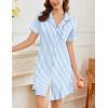imageEkouaer Nightgowns for Women Button Down Sleepshirt Short Sleeve Nightshirt Boyfriend Pajamas V Neck Nightdress SXXXLLight Blue Stripe