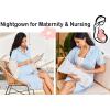 imageEkouaer Nightgowns for Women Button Down Sleepshirt Short Sleeve Nightshirt Boyfriend Pajamas V Neck Nightdress SXXXLLight Blue Stripe