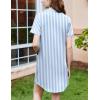 imageEkouaer Nightgowns for Women Button Down Sleepshirt Short Sleeve Nightshirt Boyfriend Pajamas V Neck Nightdress SXXXLLight Blue Stripe