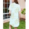 imageEkouaer Nightgowns for Women Button Down Sleepshirt Short Sleeve Nightshirt Boyfriend Pajamas V Neck Nightdress SXXXLLight Green Floral