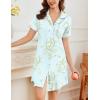 imageEkouaer Nightgowns for Women Button Down Sleepshirt Short Sleeve Nightshirt Boyfriend Pajamas V Neck Nightdress SXXXLLight Green Floral