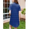 imageEkouaer Nightgowns for Women Button Down Sleepshirt Short Sleeve Nightshirt Boyfriend Pajamas V Neck Nightdress SXXXLNavy White Dots