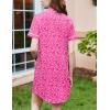 imageEkouaer Nightgowns for Women Button Down Sleepshirt Short Sleeve Nightshirt Boyfriend Pajamas V Neck Nightdress SXXXLRose Red Leopard
