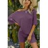 imageEkouaer Pajamas 2 Piece Lounge Sets Ribbed Knit Matching Outfits Tshirt Biker Shorts Sleepwear Loungewear SweatsuitsDark Purple