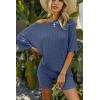 imageEkouaer Pajamas 2 Piece Lounge Sets Ribbed Knit Matching Outfits Tshirt Biker Shorts Sleepwear Loungewear SweatsuitsRoyal Blue