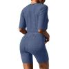 imageEkouaer Pajamas 2 Piece Lounge Sets Ribbed Knit Matching Outfits Tshirt Biker Shorts Sleepwear Loungewear SweatsuitsRoyal Blue