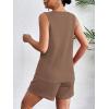 imageEkouaer Pajamas Tank Top and Shorts Lounge Sets Waffle Knit V Neck Pj Short Sets Casual Outfits for WomenBrown