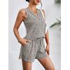 imageEkouaer Pajamas Tank Top and Shorts Lounge Sets Waffle Knit V Neck Pj Short Sets Casual Outfits for WomenGray Floral