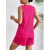 imageEkouaer Pajamas Tank Top and Shorts Lounge Sets Waffle Knit V Neck Pj Short Sets Casual Outfits for WomenRose Red