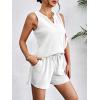 imageEkouaer Pajamas Tank Top and Shorts Lounge Sets Waffle Knit V Neck Pj Short Sets Casual Outfits for WomenWhite