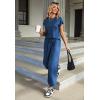imageEkouaer Pajamas for Women 2 Piece Lounge Sets Cap Sleeve Loungewear Top with Joggers Pants SXXLDark Blue