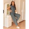 imageEkouaer Pajamas for Women 2 Piece Lounge Sets Cap Sleeve Loungewear Top with Joggers Pants SXXLDark Grey