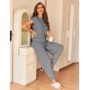 imageEkouaer Pajamas for Women 2 Piece Lounge Sets Cap Sleeve Loungewear Top with Joggers Pants SXXLLight Grey
