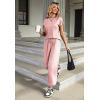 imageEkouaer Pajamas for Women 2 Piece Lounge Sets Cap Sleeve Loungewear Top with Joggers Pants SXXLLight Pink
