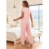 imageEkouaer Pajamas for Women 2 Piece Lounge Sets Cap Sleeve Loungewear Top with Joggers Pants SXXLLight Pink