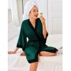 imageEkouaer Robes for Women Knee Length Bathrobe Lightweight Kimono Robe 34 Sleeve Knit Sleepwear with PocketsLake Green
