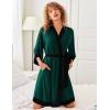 imageEkouaer Robes for Women Knee Length Bathrobe Lightweight Kimono Robe 34 Sleeve Knit Sleepwear with PocketsLake Green