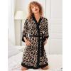 imageEkouaer Robes for Women Knee Length Bathrobe Lightweight Kimono Robe 34 Sleeve Knit Sleepwear with PocketsLeopard