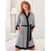 imageEkouaer Robes for Women Knee Length Bathrobe Lightweight Kimono Robe 34 Sleeve Knit Sleepwear with PocketsMid Grey
