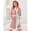 imageEkouaer Robes for Women Knee Length Bathrobe Lightweight Kimono Robe 34 Sleeve Knit Sleepwear with PocketsMisty Rose