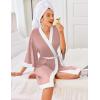 imageEkouaer Robes for Women Knee Length Bathrobe Lightweight Kimono Robe 34 Sleeve Knit Sleepwear with PocketsMisty Rose