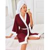 imageEkouaer Robes for Women Knee Length Bathrobe Lightweight Kimono Robe 34 Sleeve Knit Sleepwear with PocketsWine Red
