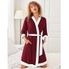 imageEkouaer Robes for Women Knee Length Bathrobe Lightweight Kimono Robe 34 Sleeve Knit Sleepwear with PocketsWine Red