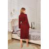 imageEkouaer Robes for Women Long Sleeve Knit Kimono Bathrobe Soft Lightweight Loungewear Ladies Cotton SleepwearBlack Plaid