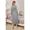 imageEkouaer Robes for Women Long Sleeve Knit Kimono Bathrobe Soft Lightweight Loungewear Ladies Cotton SleepwearLight Grey