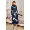 imageEkouaer Robes for Women Long Sleeve Knit Kimono Bathrobe Soft Lightweight Loungewear Ladies Cotton SleepwearPink Flowers