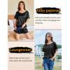 imageEkouaer Satin Pajama Set for Women 2 Piece Silk Pjs Soft Short Sleeve Sleepwear Top with Ruffle Shorts SXXLBlack