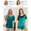 imageEkouaer Satin Pajama Set for Women 2 Piece Silk Pjs Soft Short Sleeve Sleepwear Top with Ruffle Shorts SXXLBlue Green