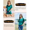 imageEkouaer Satin Pajama Set for Women 2 Piece Silk Pjs Soft Short Sleeve Sleepwear Top with Ruffle Shorts SXXLBlue Green